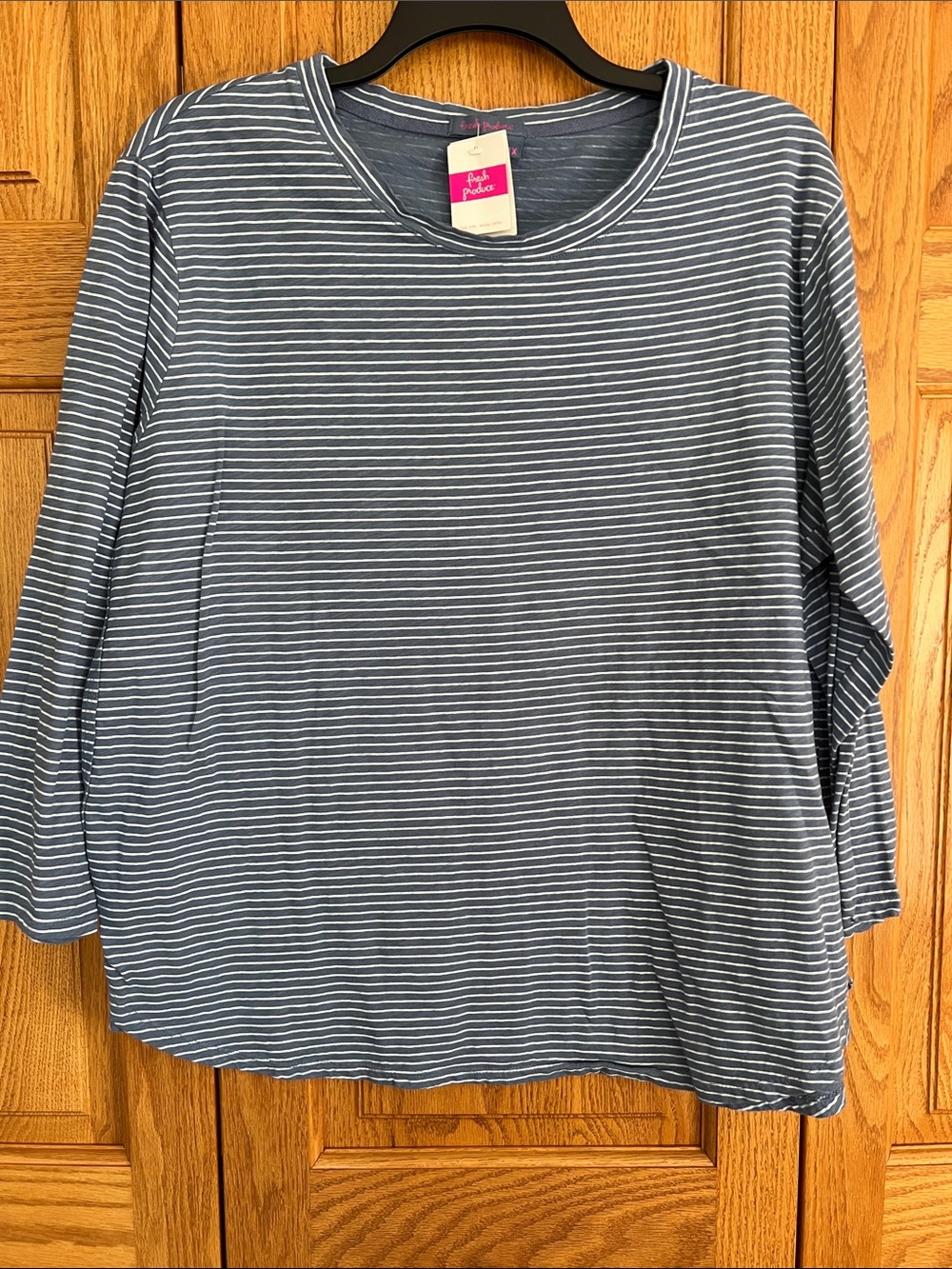 Fresh Produce Blue Striped Women’s Long-Sleeve Catalina Top, Size 1X, NWT